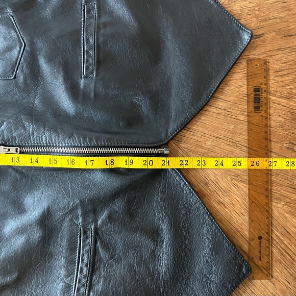 Vintage Drospo Black Leather Biker / Moto Zip Up Vest - Size L/XL - Picture 11 of 12